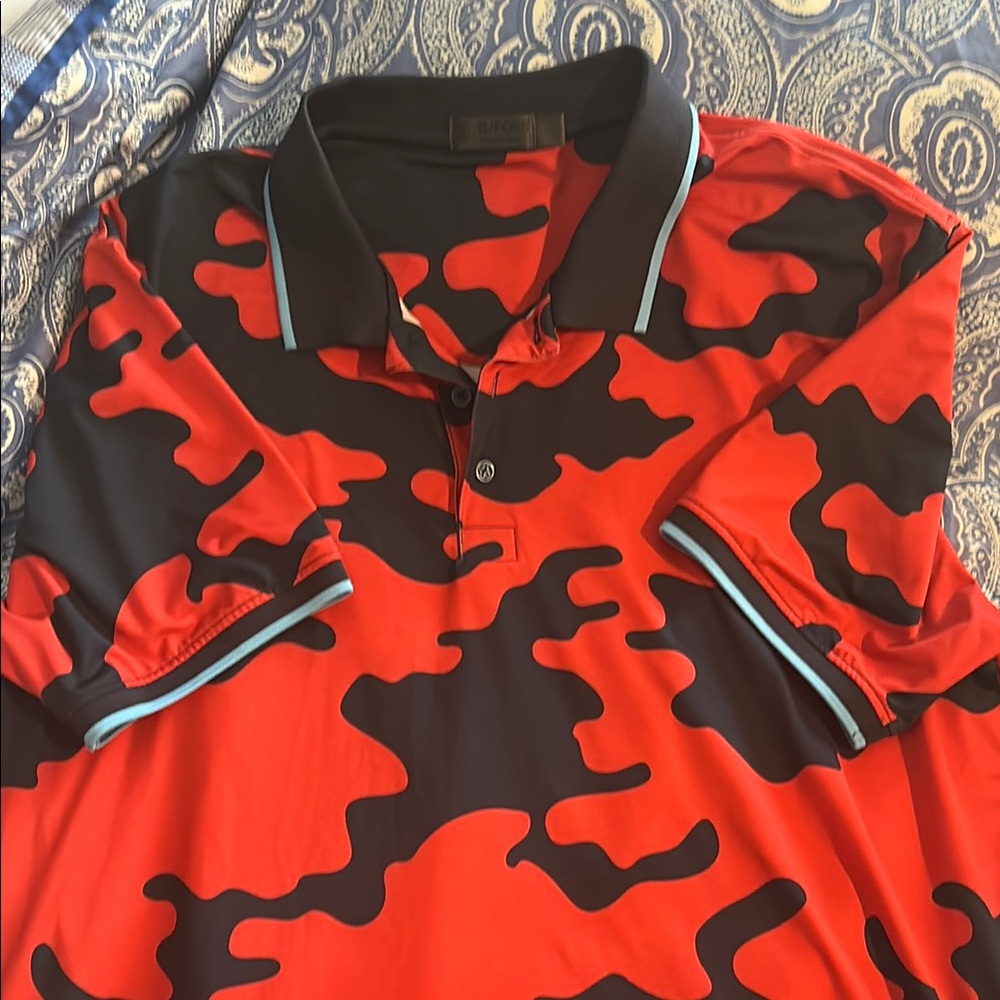 G/fore Red and navy Camouflage golf Shirt